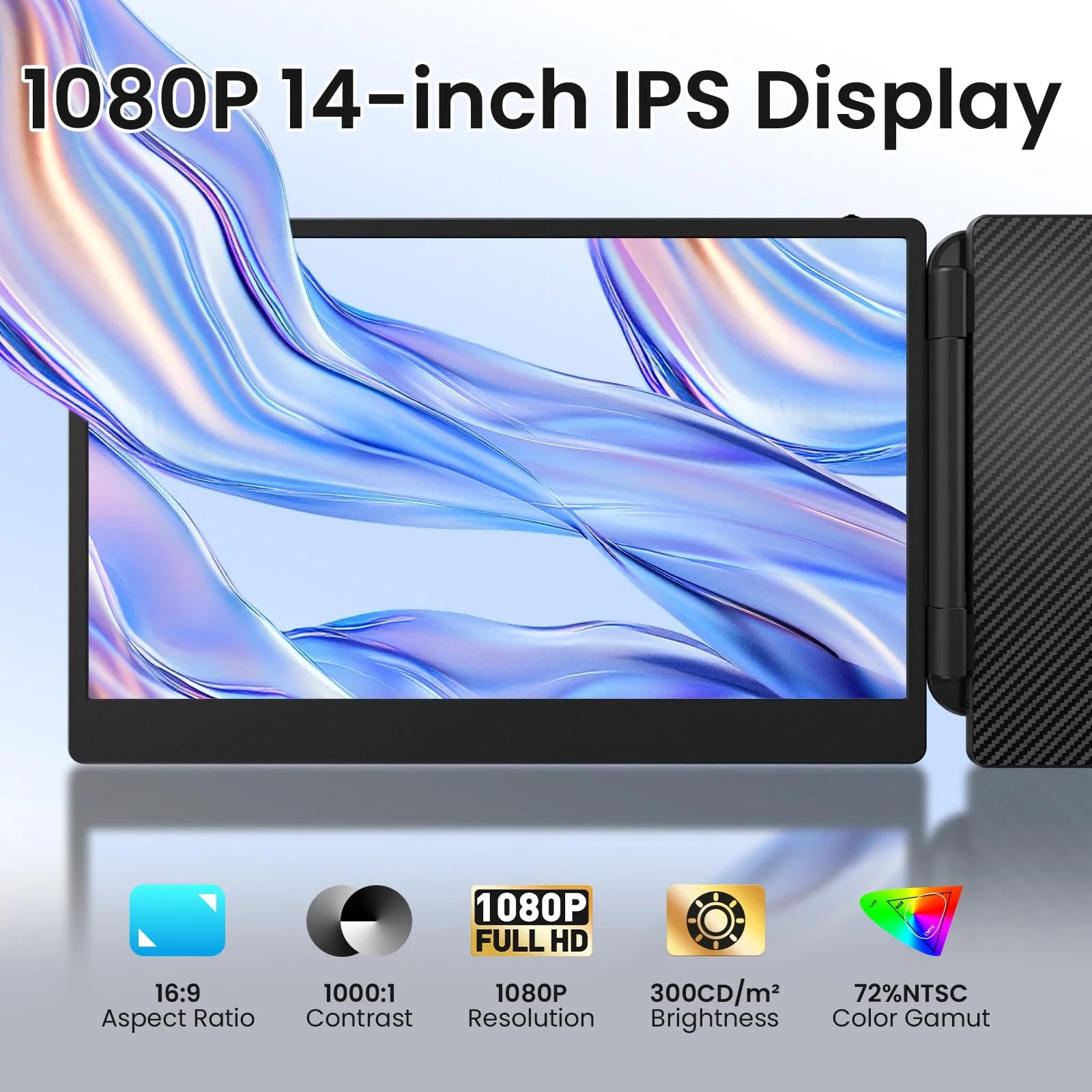 BOSII Extensor De Pantalla Para Portátil De 14" 1080P IPS FHD Monitor De Ordenador Con Bolsa De Transporte, Negro