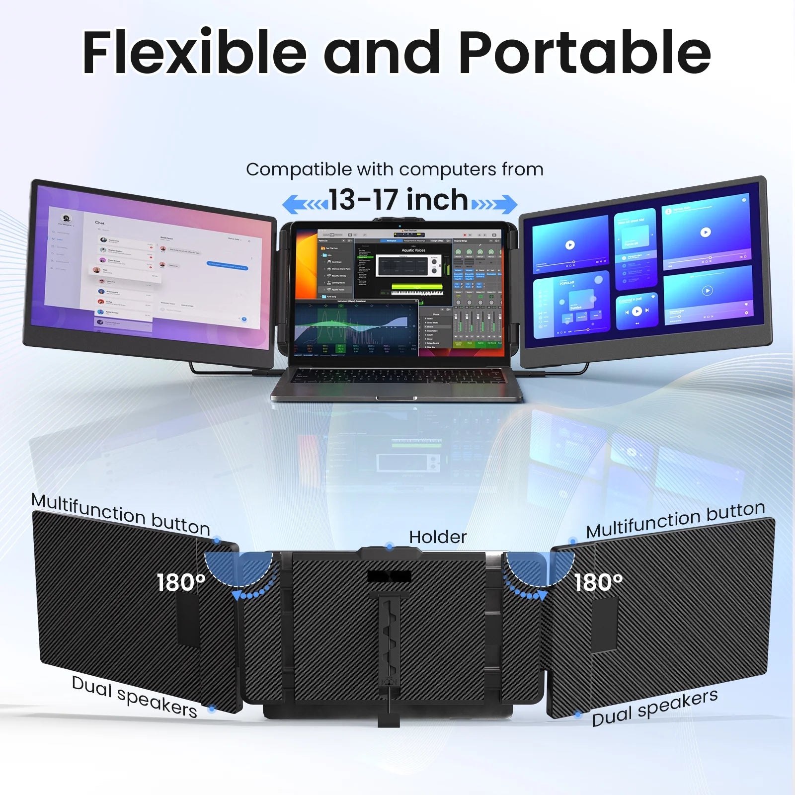 BOSII Extensor De Pantalla Para Portátil De 14" 1080P IPS FHD Monitor De Ordenador Con Bolsa De Transporte, Negro