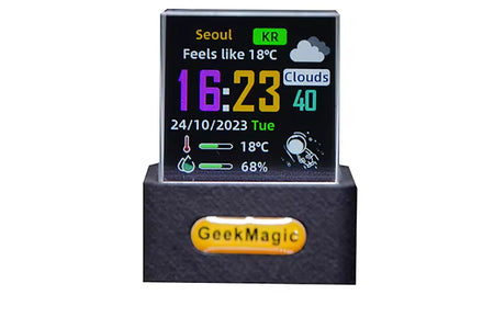 Crystal Cube Photo Display Holographic Desktop Smart Weather Station Digital Clock with GIF Animations Album