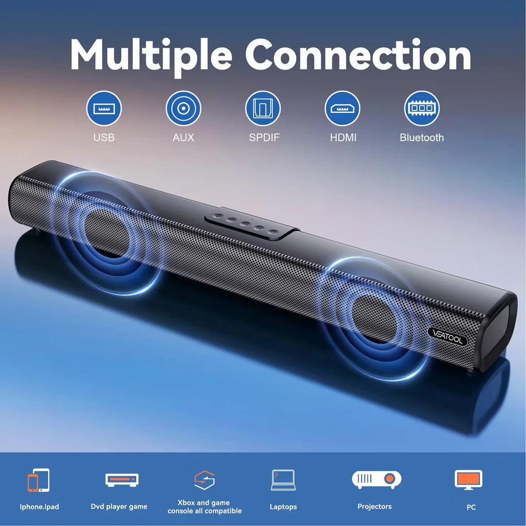 S20L Barras De Sonido Para TV, Sistema De Sonido Envolvente 3D Barra De Sonido Para TV, Audio De Cine En Casa 2.1 Ch Con Subwoofer Integrado, Altavoces Para TV De 50W / HDMI ARC, Bluetooth, Óptico, RCA, USB Y AUX Montable En Pared