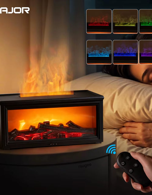 Load image into Gallery viewer, Aroma Air Humidifier Flame Fireplace Essential Oil Diffuser Desktop USB Cool Mist Maker Ultrasonic Aroma Diffuser with Remote
