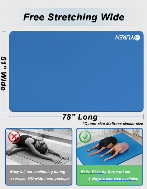 Load image into Gallery viewer, Large Exercise Mat 10Mm Thick NBR Foam for Home Gym Fitness Workout, Blue, 78X51 Inch
