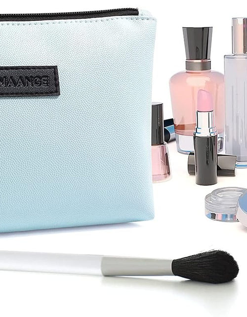 Load image into Gallery viewer, Cosmetic Bags for Women Small Makeup Bag for Purse Pu Leather Makeup Pouch Travel Makeup Bag with Zipper Make up Bag for Travelling (Blue)
