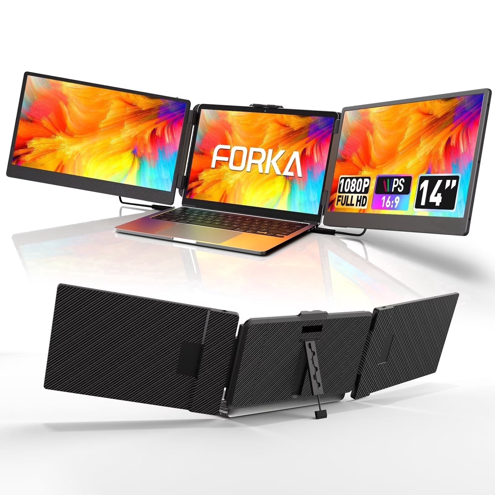BOSII Extensor De Pantalla Para Portátil De 14" 1080P IPS FHD Monitor De Ordenador Con Bolsa De Transporte, Negro