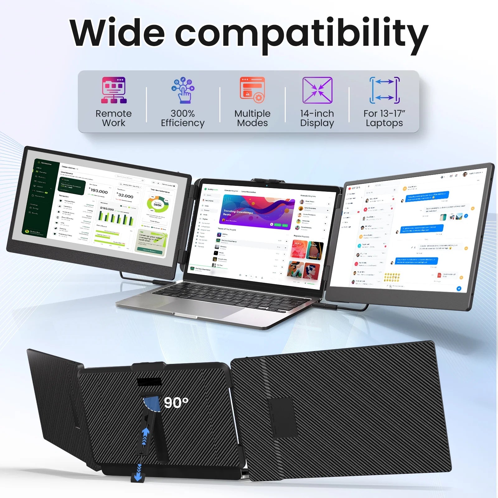 BOSII Extensor De Pantalla Para Portátil De 14" 1080P IPS FHD Monitor De Ordenador Con Bolsa De Transporte, Negro