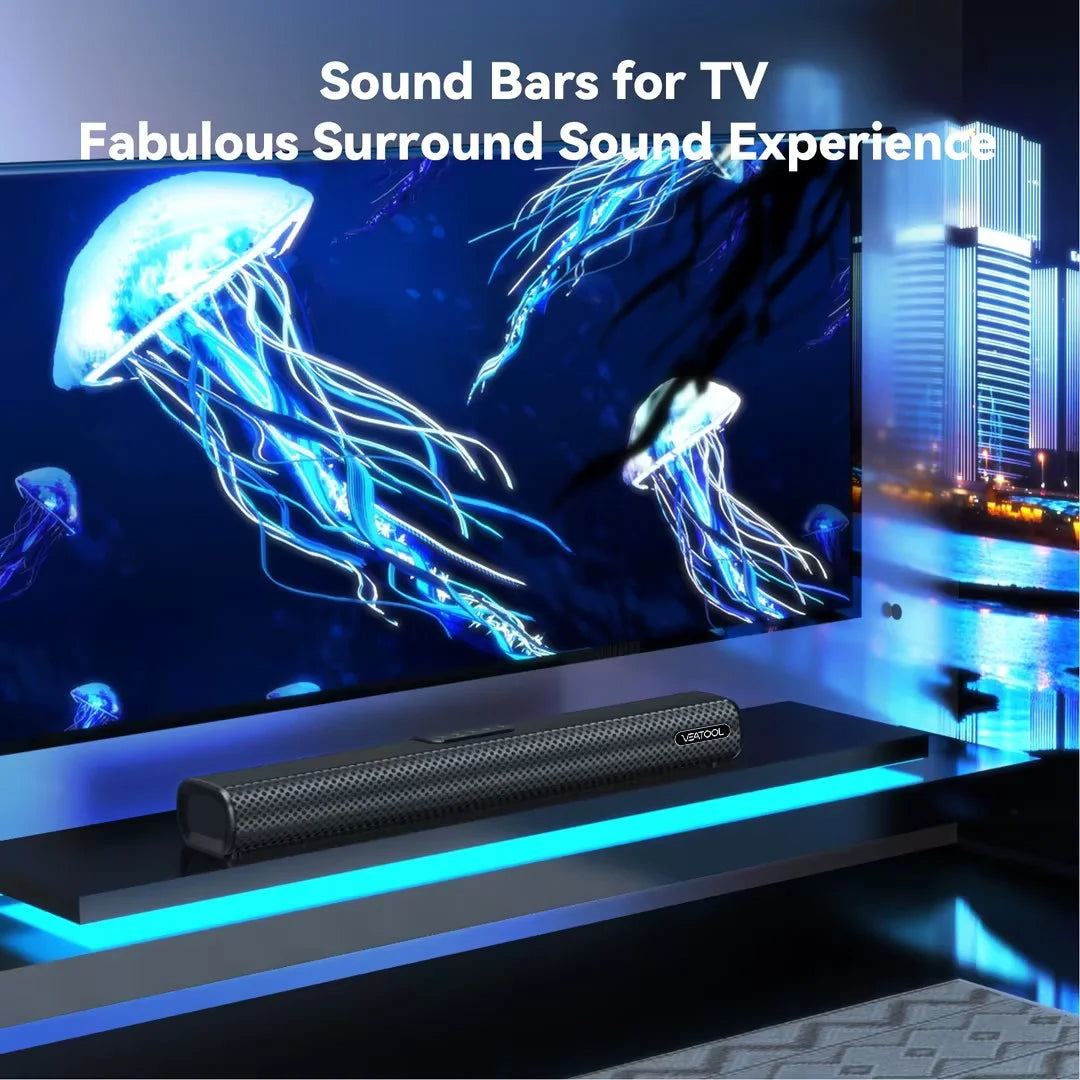 S20L Barras De Sonido Para TV, Sistema De Sonido Envolvente 3D Barra De Sonido Para TV, Audio De Cine En Casa 2.1 Ch Con Subwoofer Integrado, Altavoces Para TV De 50W / HDMI ARC, Bluetooth, Óptico, RCA, USB Y AUX Montable En Pared