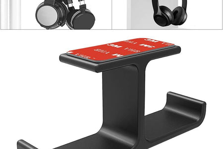 Headphone Headset Holder,  Headphones Stand Hanger Hook Aluminum Stick-On Adhesive under Desk Dual Headsets Holder Mount Gaming Accessories for All Headphones, Black