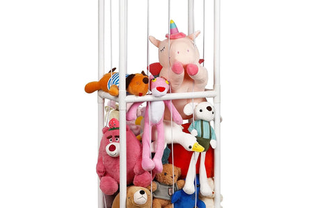 Stuffed Animal Storage Holder, Toy Organizer, PVC Plush Storage Organizer Shelf for Kids Play Room, White