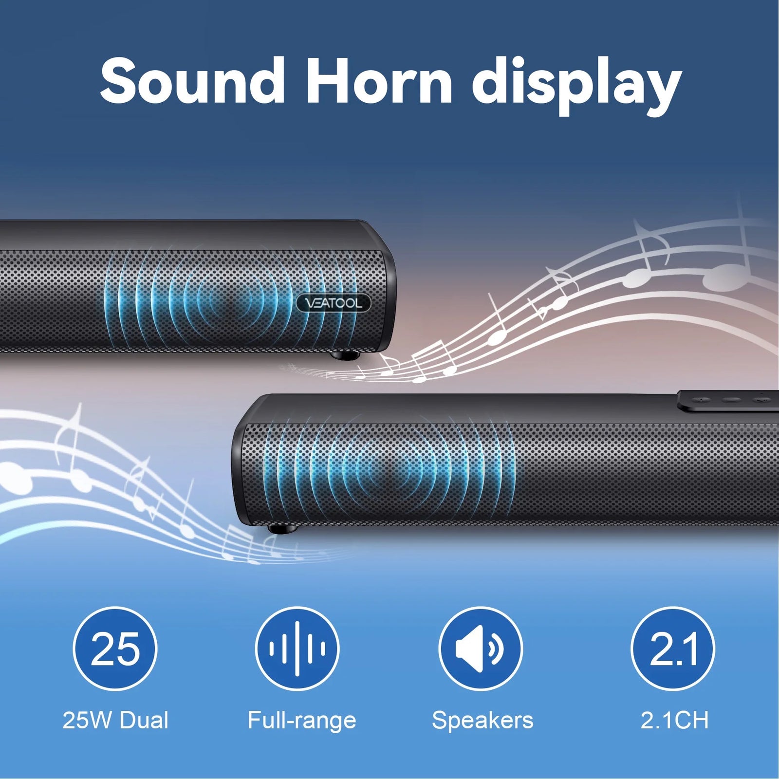 S20L Barras De Sonido Para TV, Sistema De Sonido Envolvente 3D Barra De Sonido Para TV, Audio De Cine En Casa 2.1 Ch Con Subwoofer Integrado, Altavoces Para TV De 50W / HDMI ARC, Bluetooth, Óptico, RCA, USB Y AUX Montable En Pared
