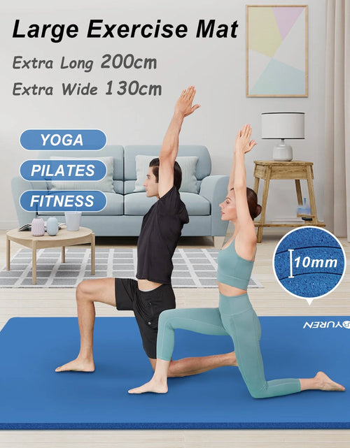Load image into Gallery viewer, Large Exercise Mat 10Mm Thick NBR Foam for Home Gym Fitness Workout, Blue, 78X51 Inch
