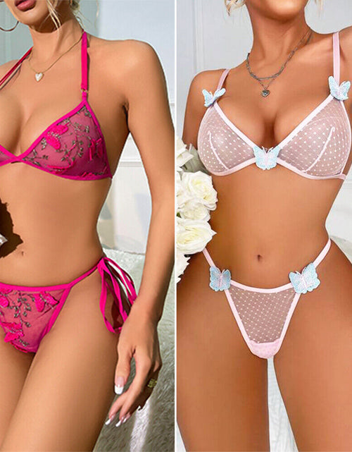 Load image into Gallery viewer, Women'S Sexy-Lingerie Lace Babydoll Bra Thong Set Sleepwear Underwear Nightwear
