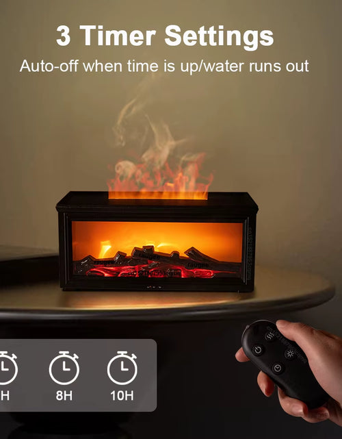 Load image into Gallery viewer, Aroma Air Humidifier Flame Fireplace Essential Oil Diffuser Desktop USB Cool Mist Maker Ultrasonic Aroma Diffuser with Remote
